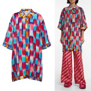 Dries Van Noten Multicolored Viscose Oversized Button Up Collared Shirt